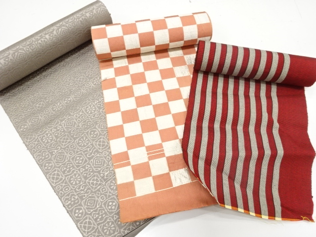 JAPANESE KIMONO / ANTIQUE BOLT FOR OBI / SET OF 3